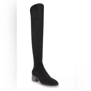 NEW! ANNE KLEIN Ainsley Over The Knee Boots Narrow Shaft Suede Pull On Black 6 M